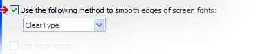 Activate 'Smooth edges of screen fonts': Windows XP